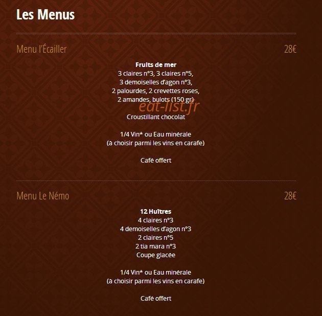 Brasserie Jules — carte page 9