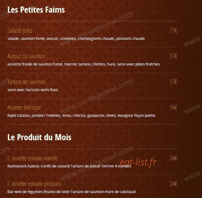 Brasserie Jules — carte page 4