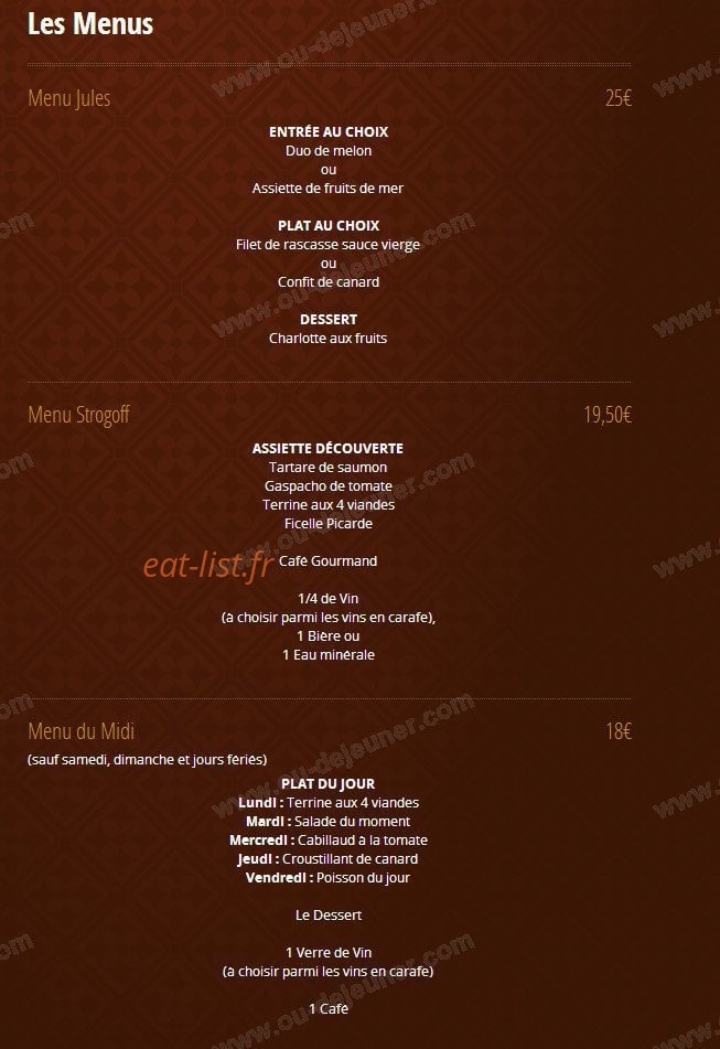 Brasserie Jules — carte page 5