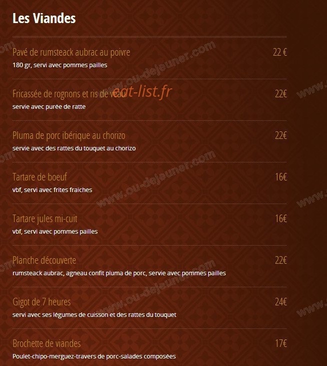 Brasserie Jules — carte page 2