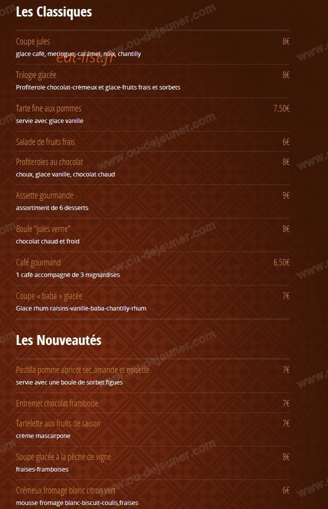 Brasserie Jules — carte page 14