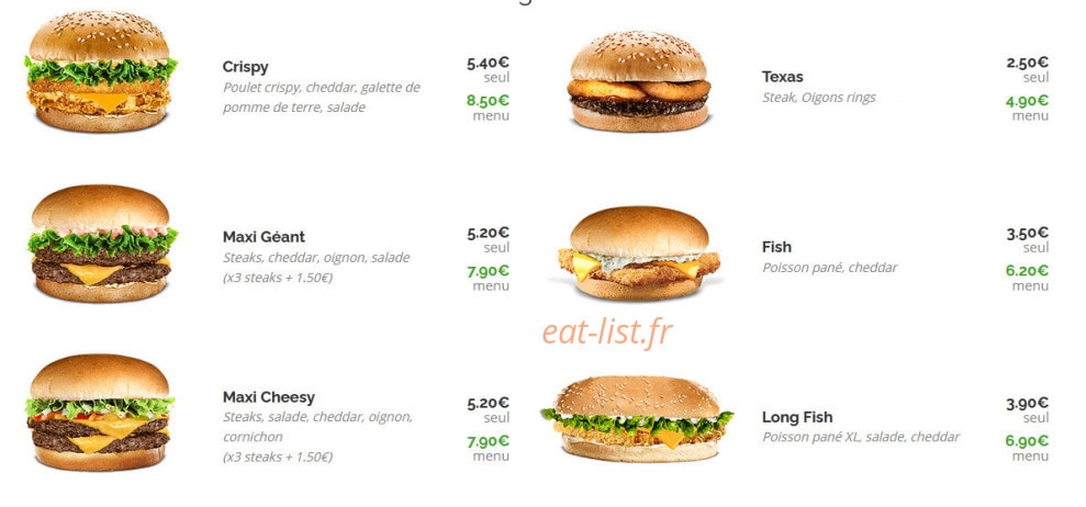 Burger Bucket — carte page 1
