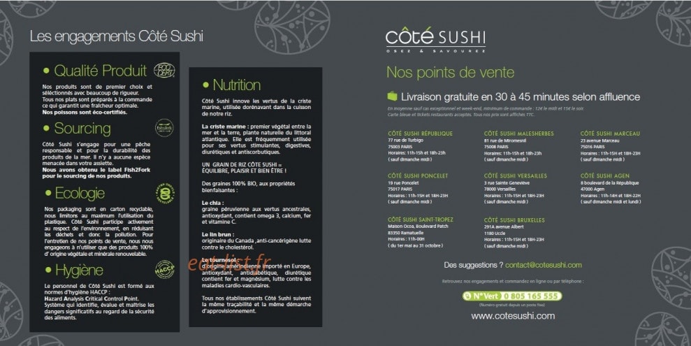 Côté Sushi — carte page 2