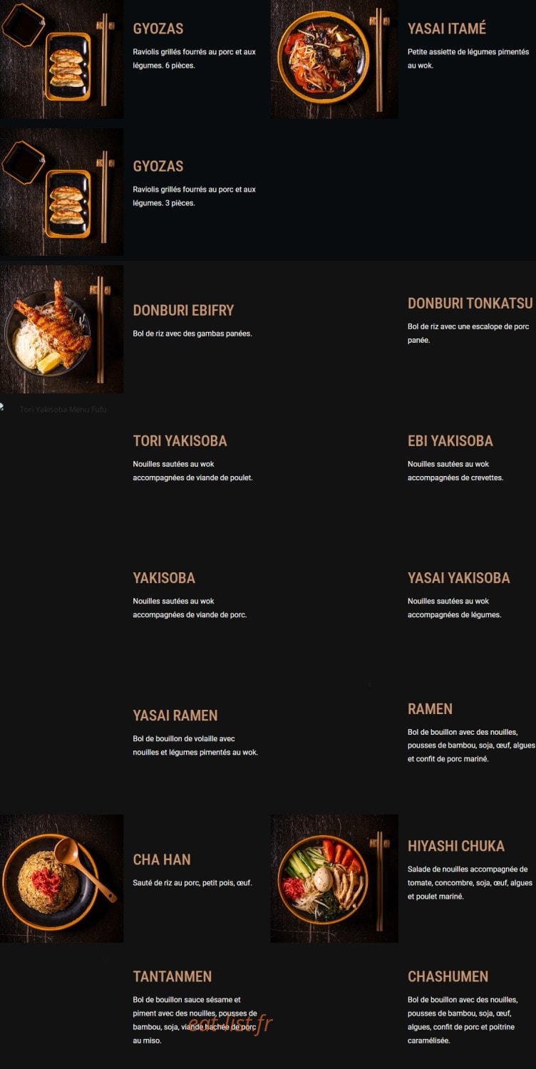 Fufu Ramen — carte page 1