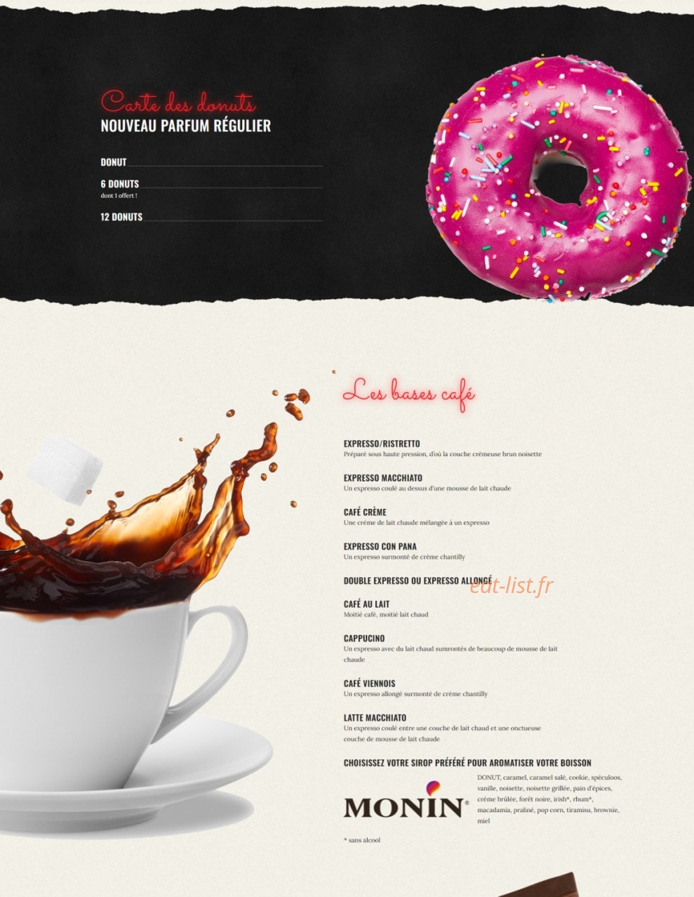 Justin'Donut — carte page 1
