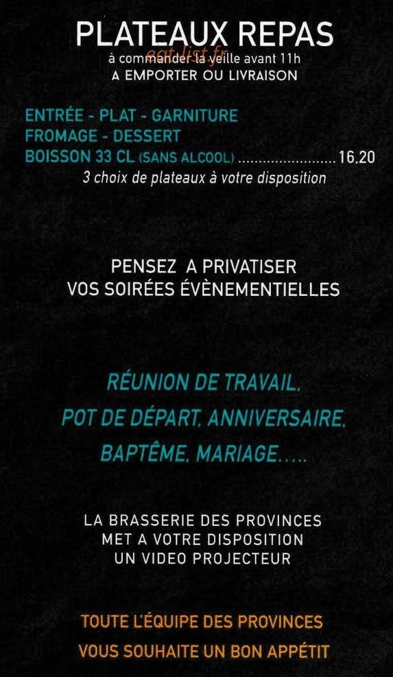 La Brasserie des Provinces — carte page 6