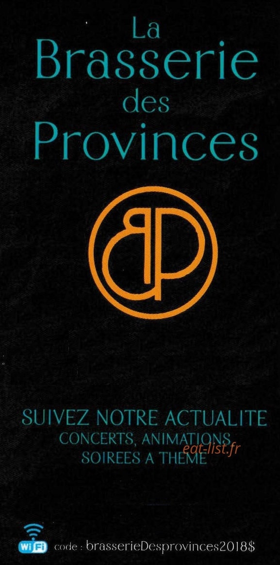 La Brasserie des Provinces — carte page 1