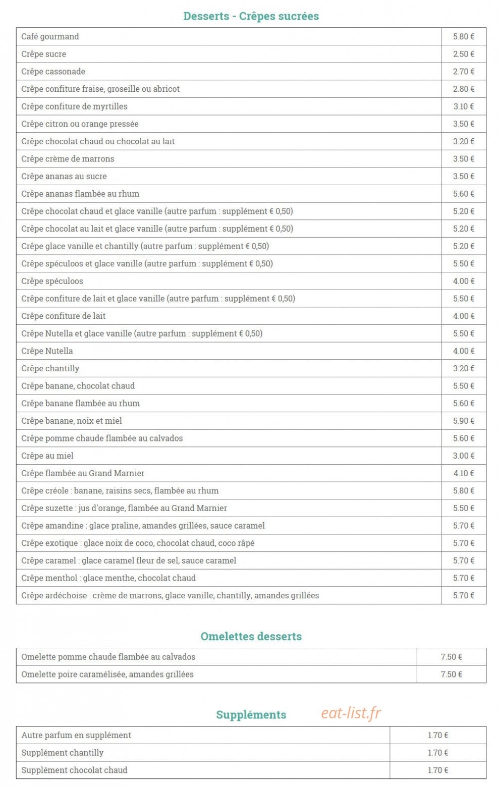 La Creperie Du Vieux Beffroi — carte page 2