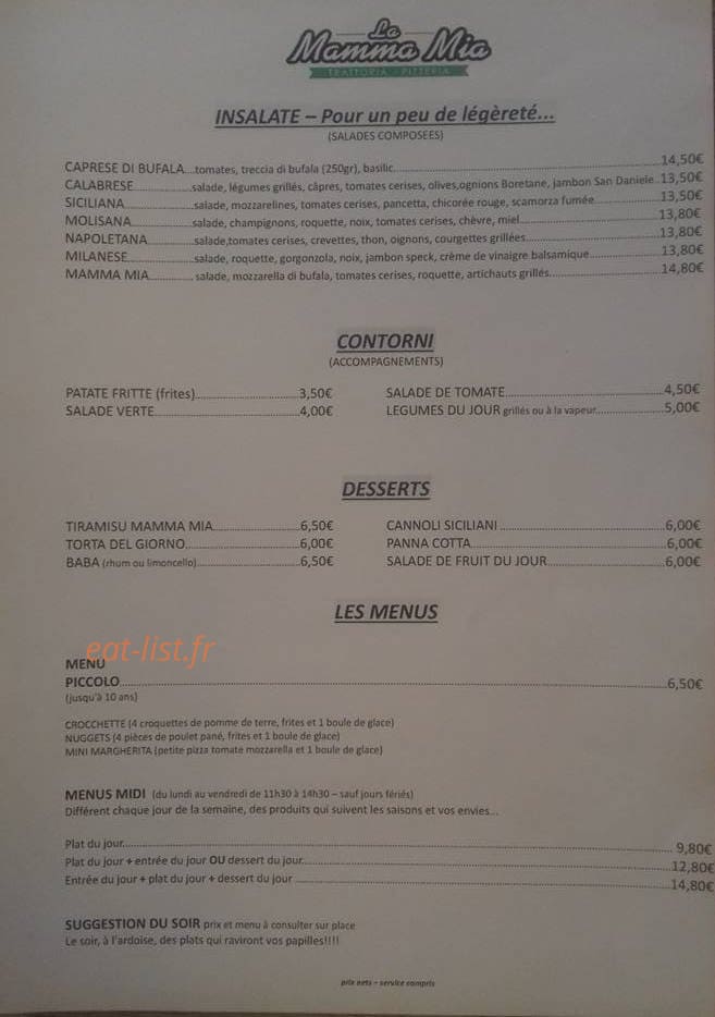 La Mamma Mia — carte page 1