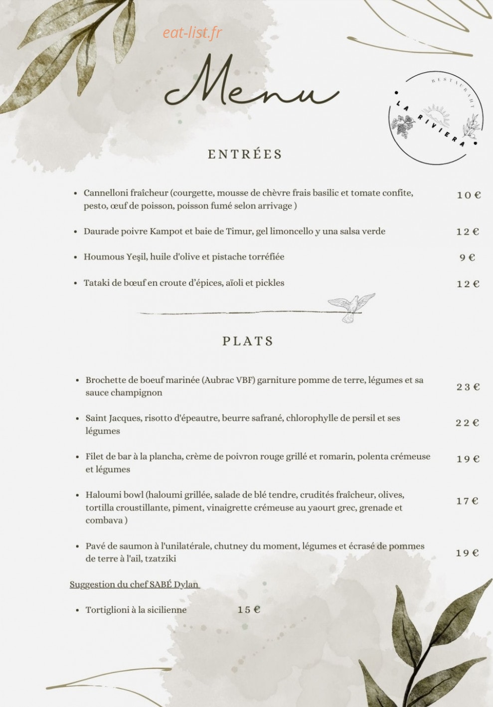 La Riviera — carte page 1