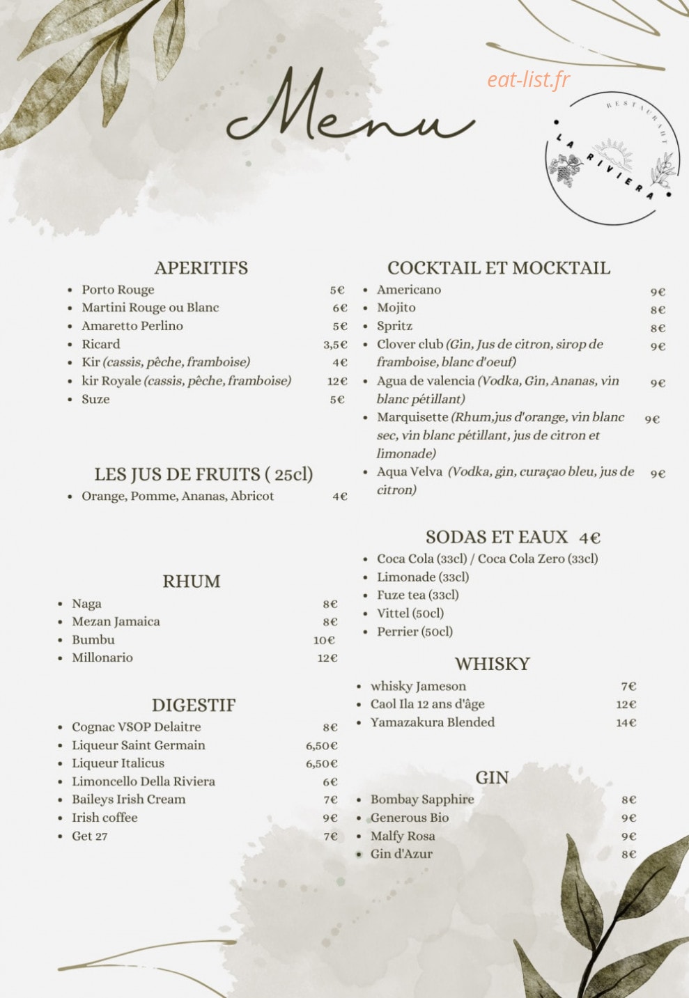 La Riviera — carte page 3
