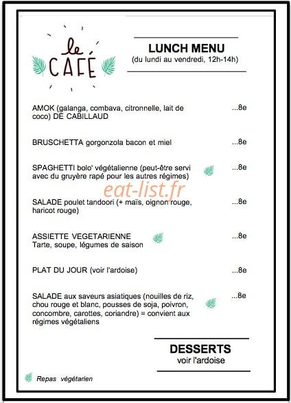 Le cafe — carte page 2