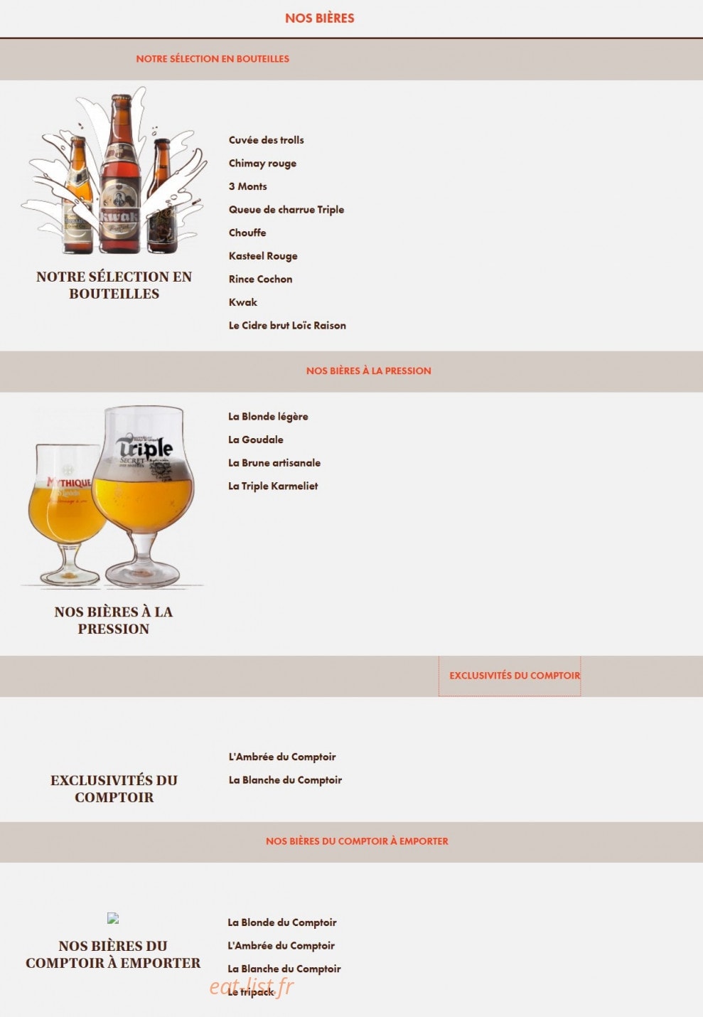 Le Comptoir du Malt — carte page 20