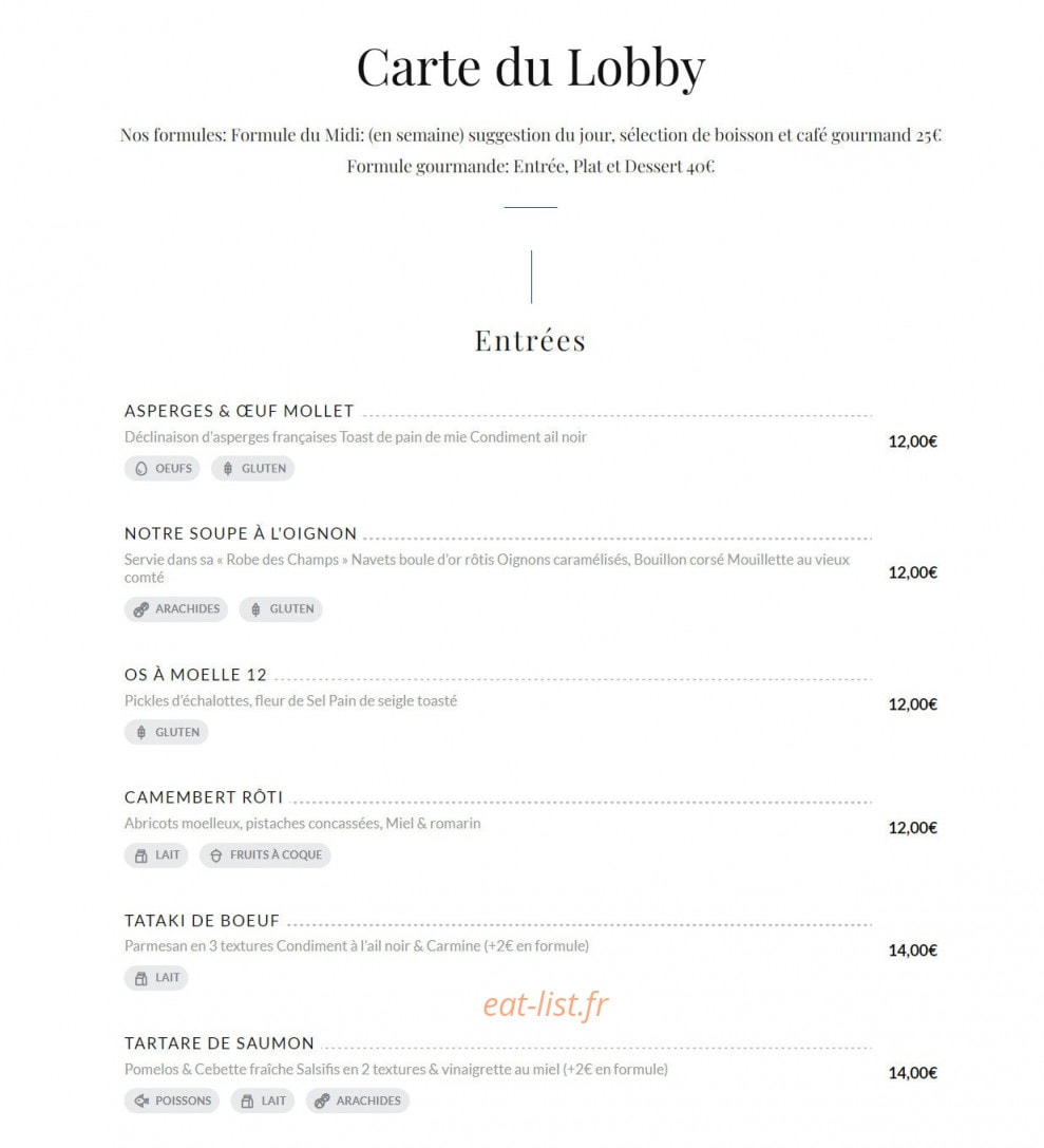 Le Lobby — carte page 1
