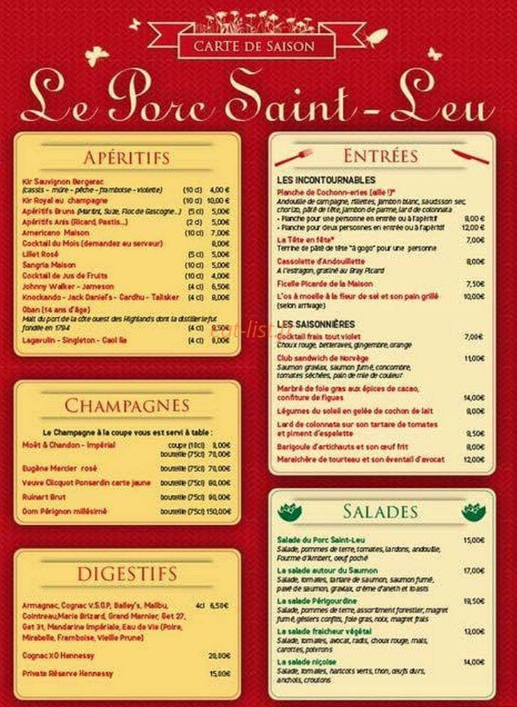 Le Porc Saint Leu — carte page 2