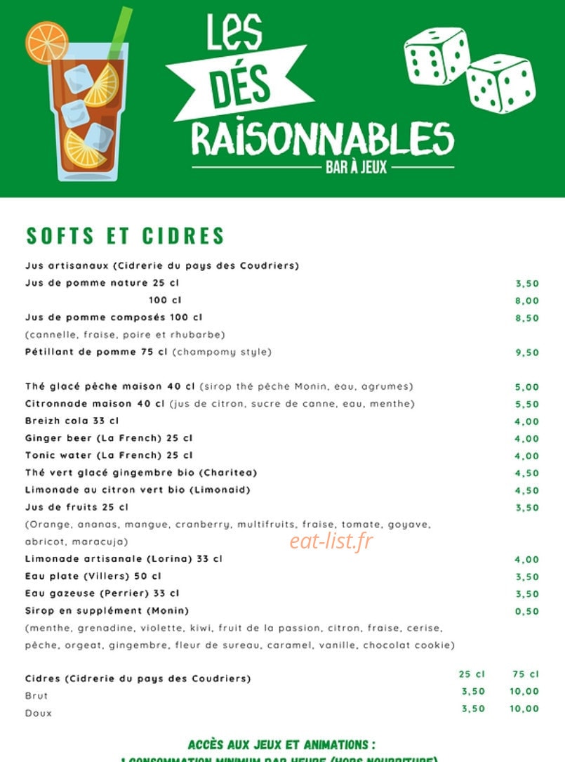 Les Dés Raisonnables — carte page 14