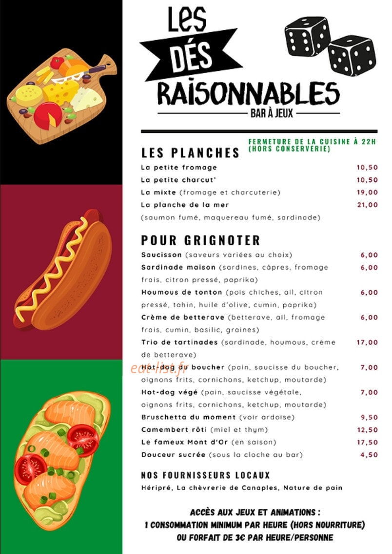 Les Dés Raisonnables — carte page 1