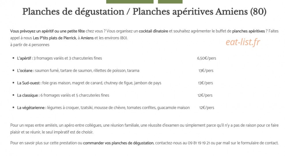 Les p'tits plats de Pierrick — carte page 13