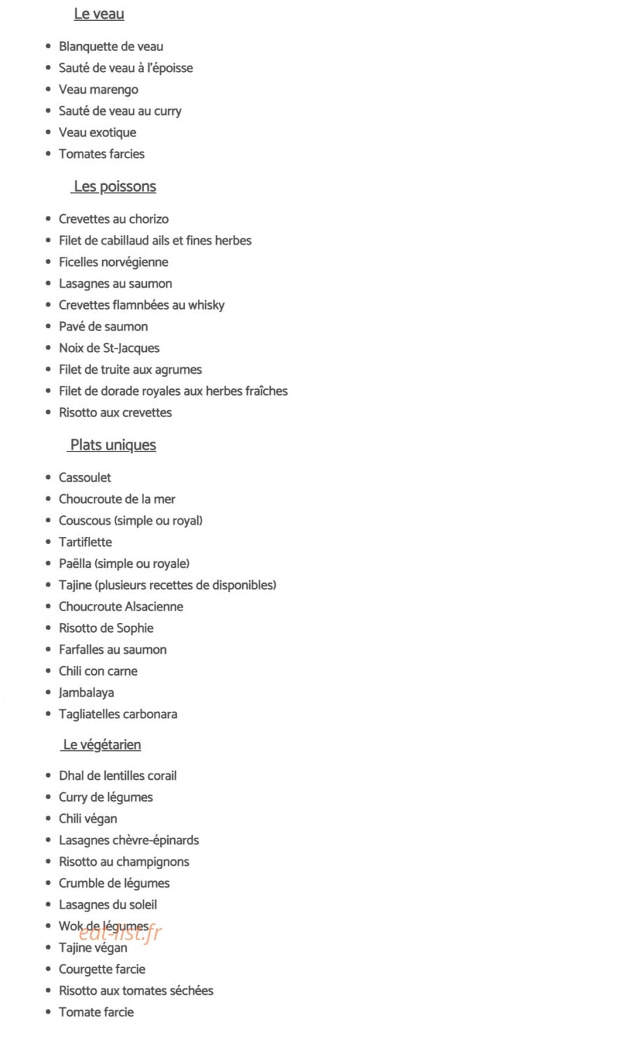 Les p'tits plats de Pierrick — carte page 10