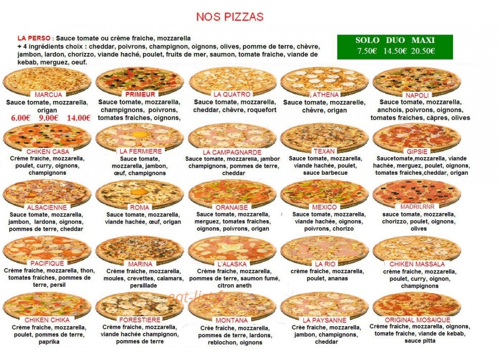 Mosaïque Pizza Amiens — carte page 1