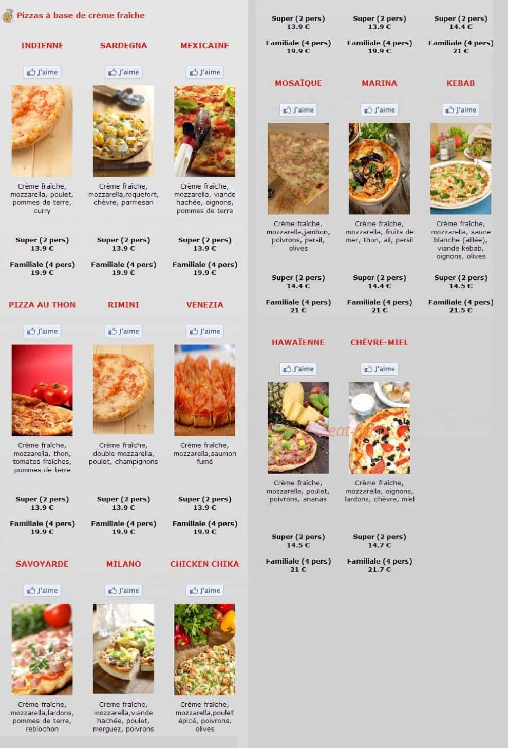 Mosaique Pizza — carte page 2