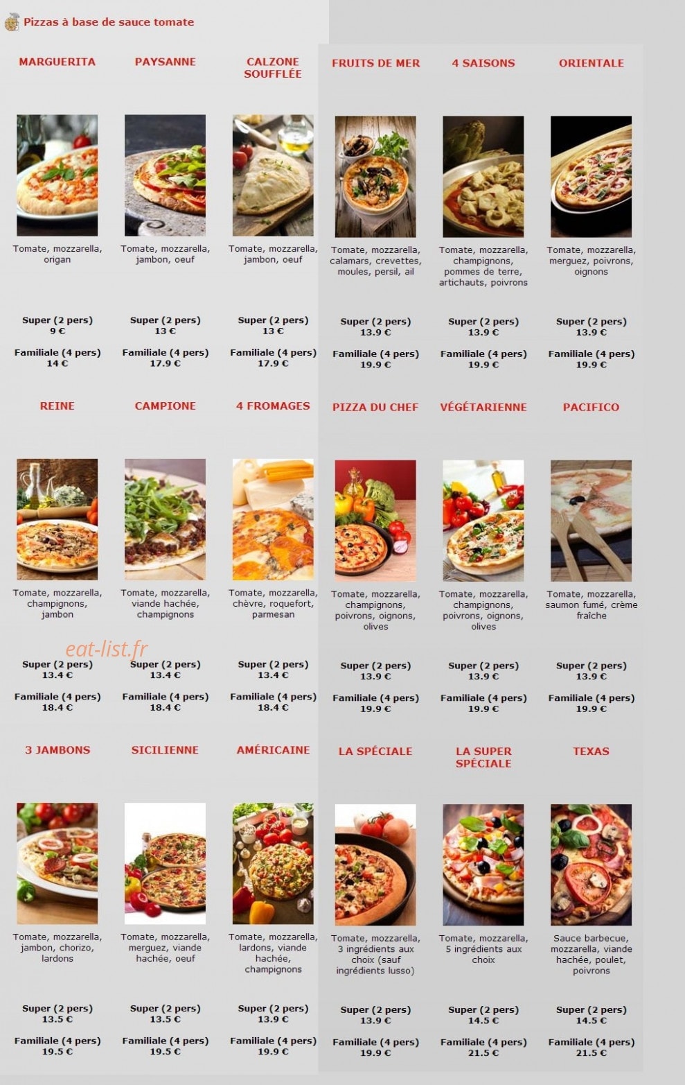Mosaique Pizza — carte page 1