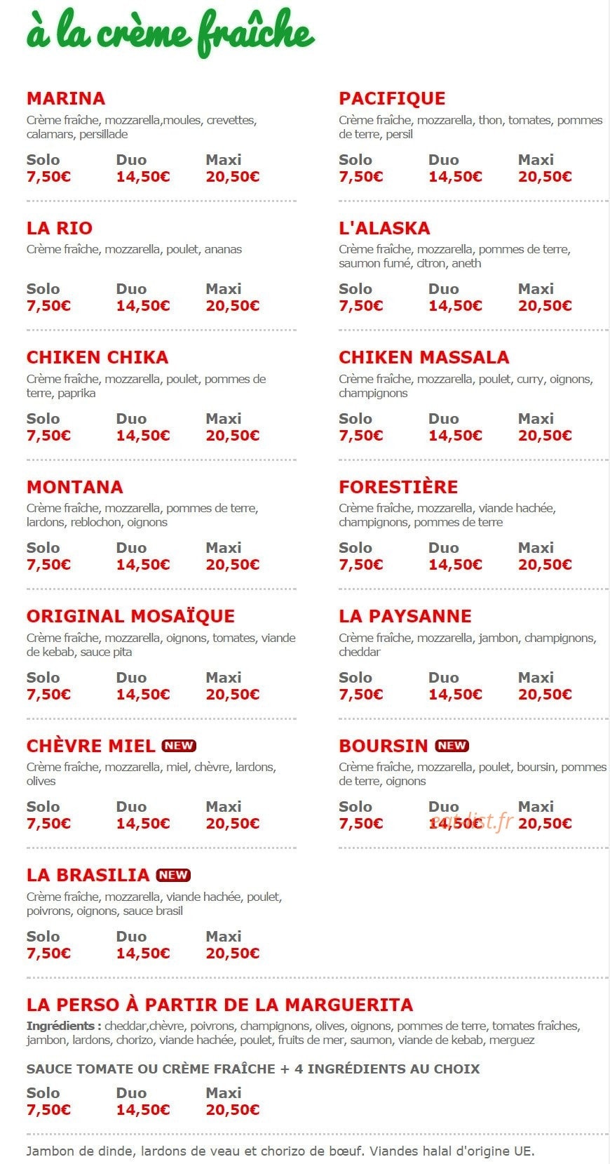 Mosaïque Pizza — carte page 2