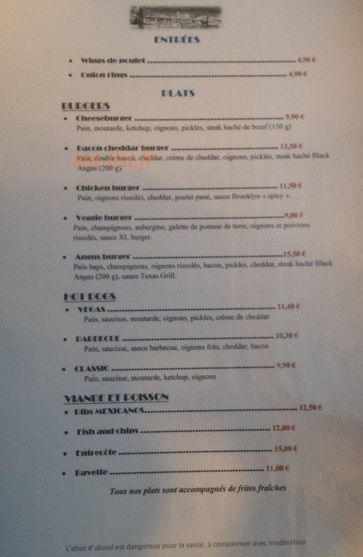 N Y's Dinner & Coffee — carte page 1