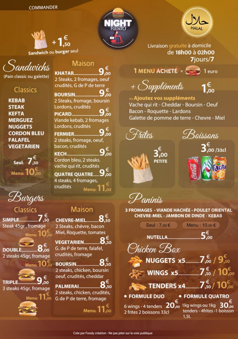 Night resto — carte page 1