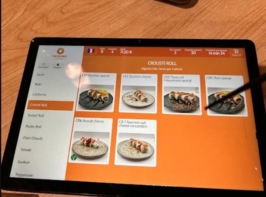 Carte et menu de Okinawa à Amiens — Crousty roll