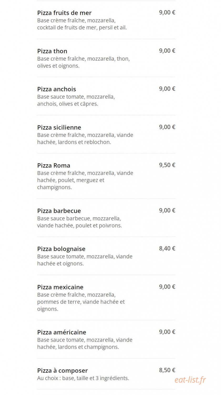 Oswift Pizza — carte page 4