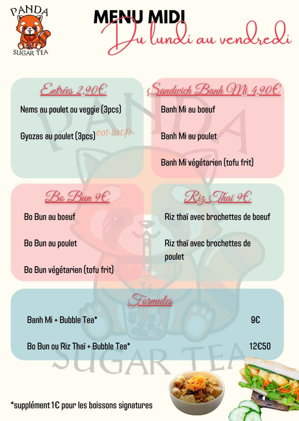 Panda Sugar Tea — carte page 1