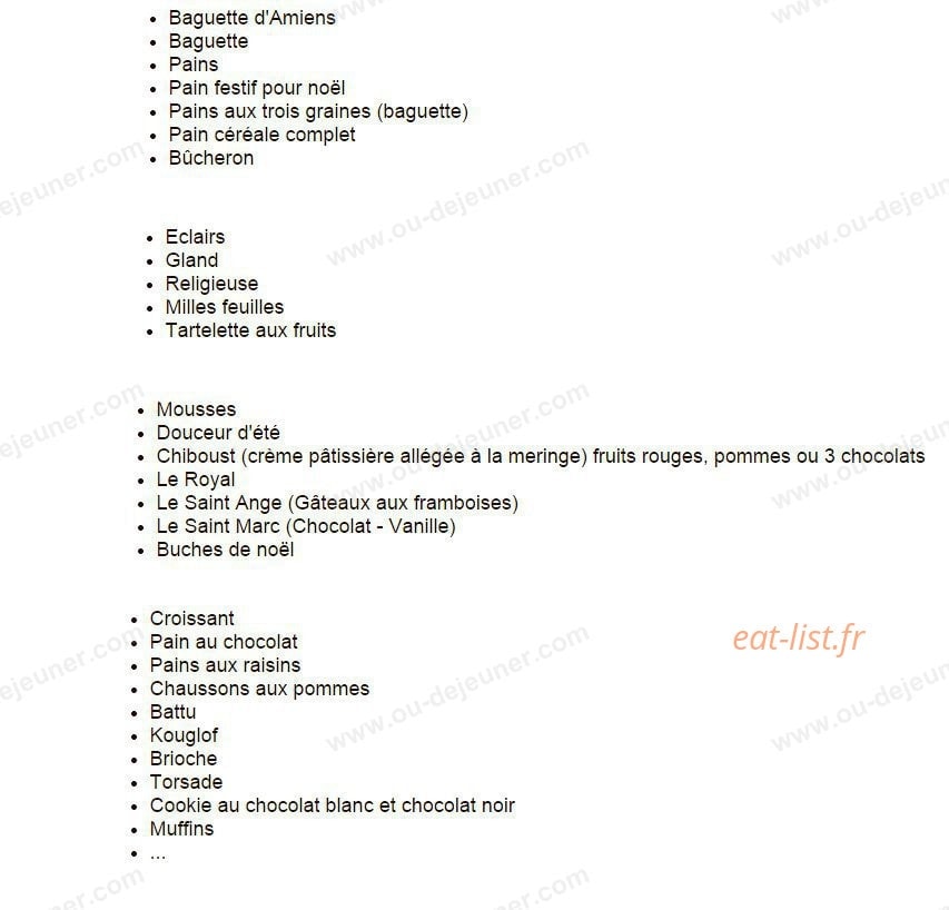 Pâtisserie  Barbier — carte page 1
