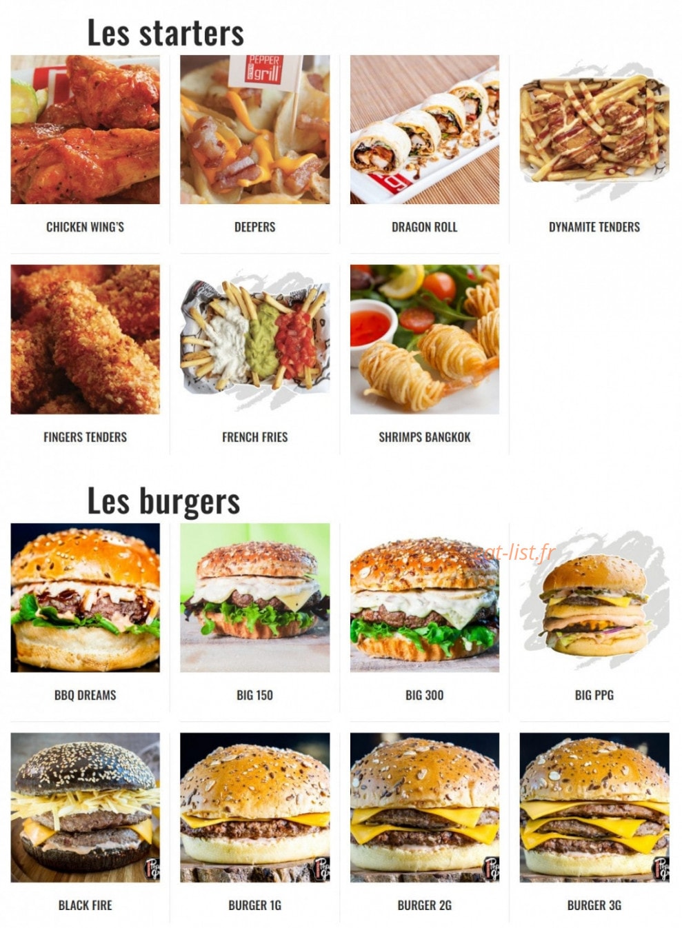 Pepper Grill — carte page 1