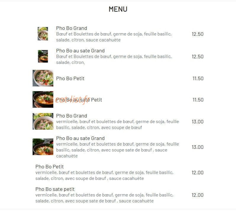 Pho You — carte page 1