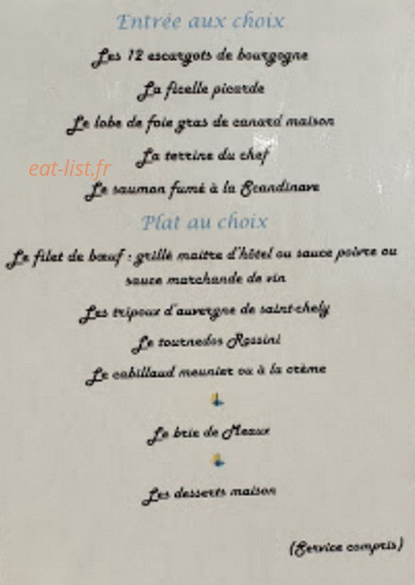 Restaurant de l'Atelier — carte page 1