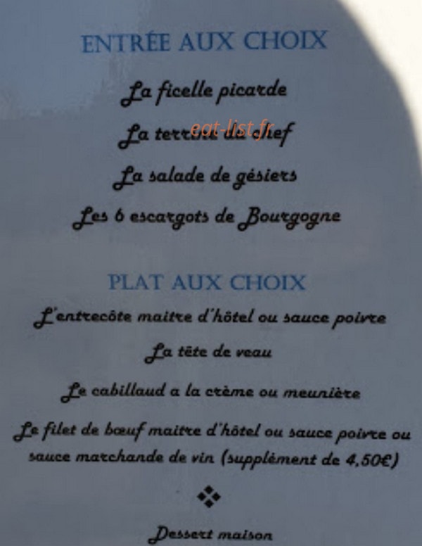 Restaurant de l'Atelier — carte page 2