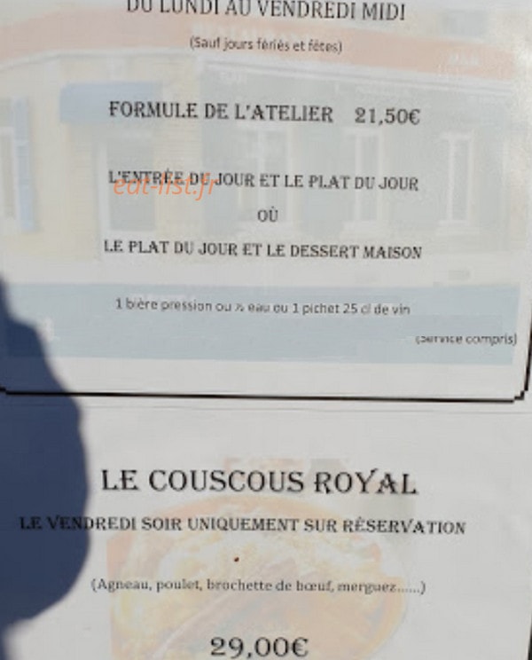 Restaurant de l'Atelier — carte page 3