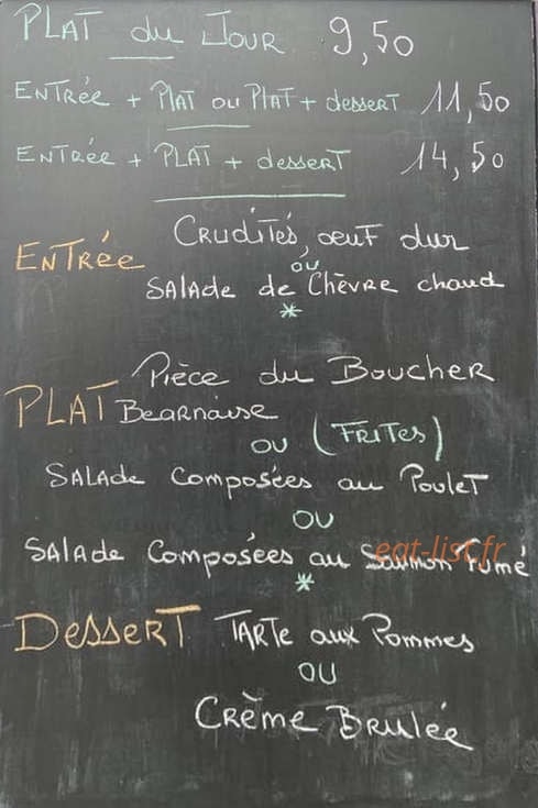 Restaurant la source — carte page 1