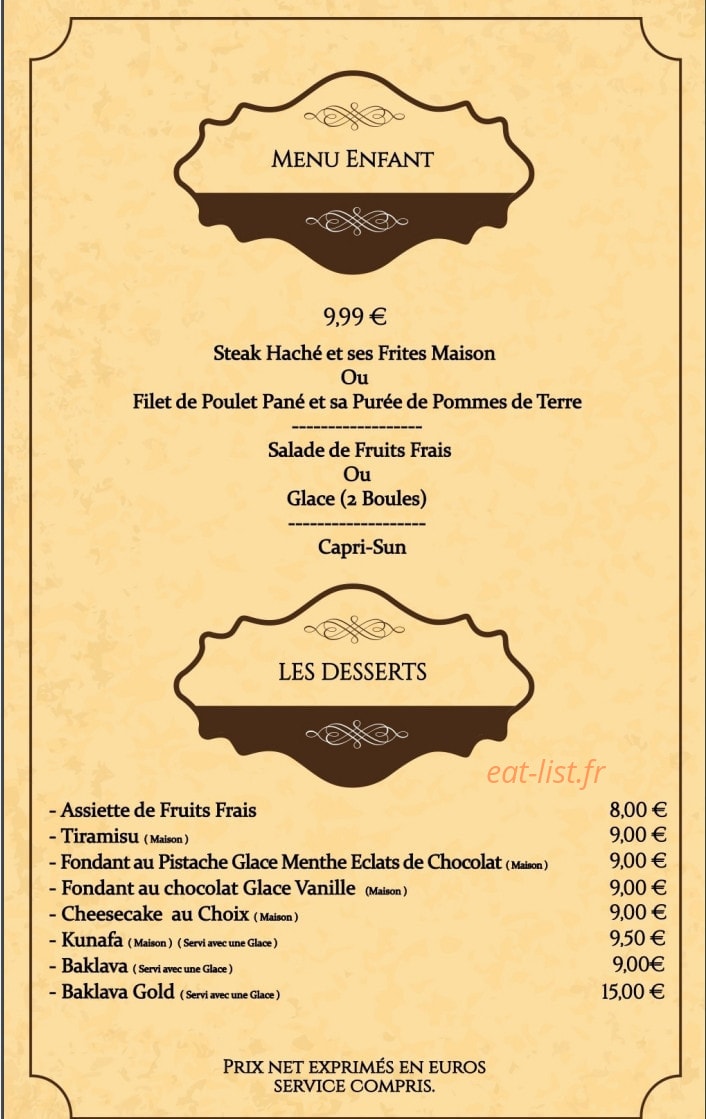 Sibell Steak House — carte page 8