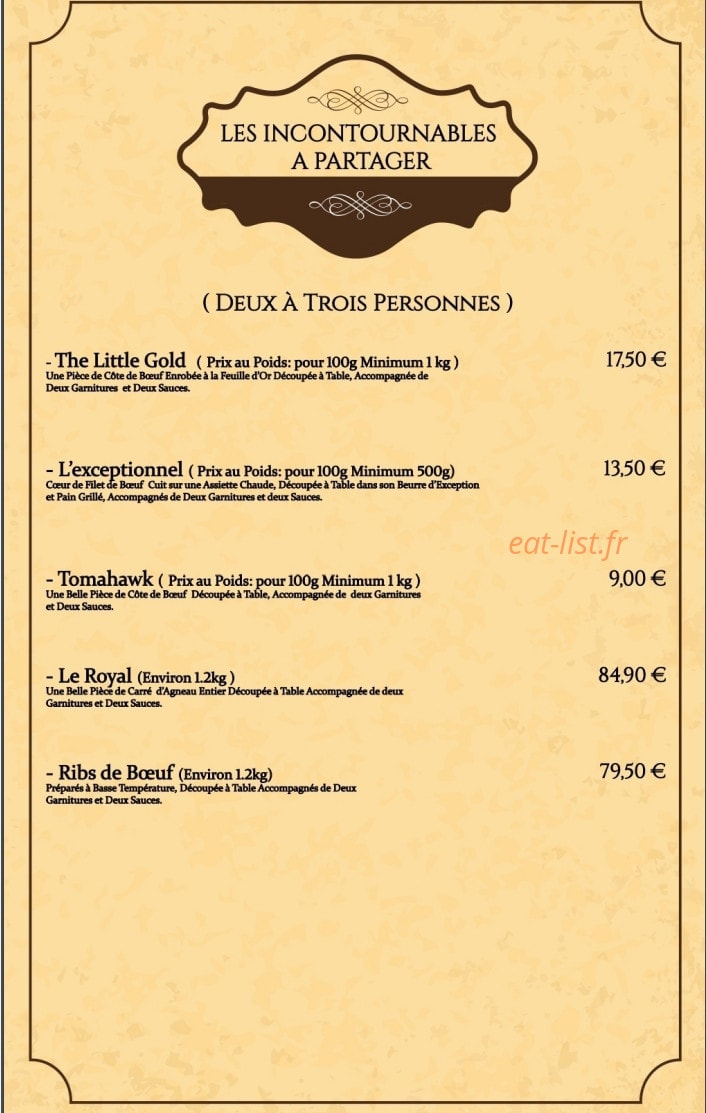Sibell Steak House — carte page 7