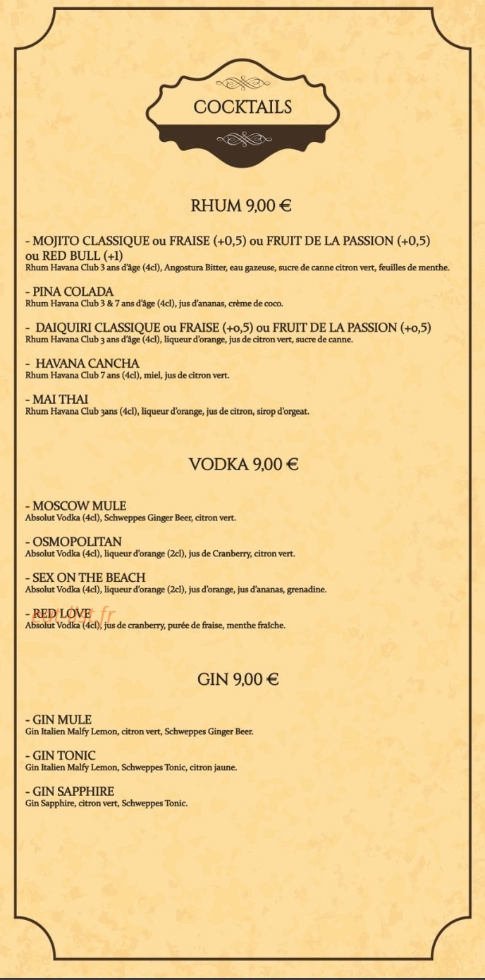 Sibell Steak House — carte page 9