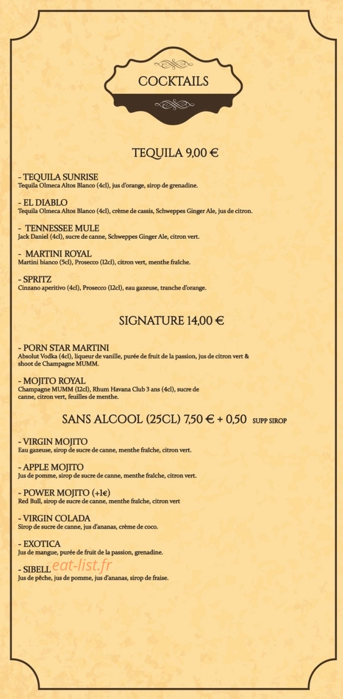 Sibell Steak House — carte page 10