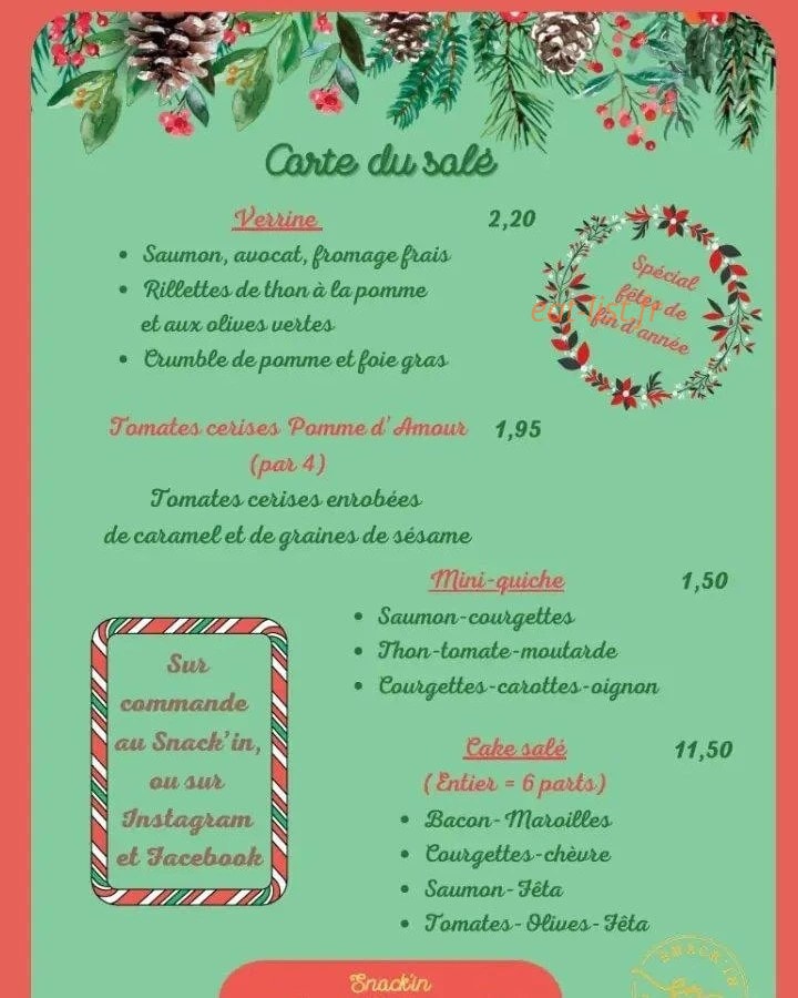 Snack'in — carte page 1