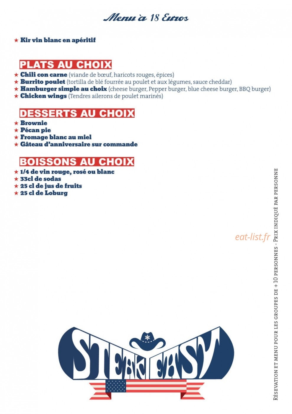 Steak Easy — carte page 2