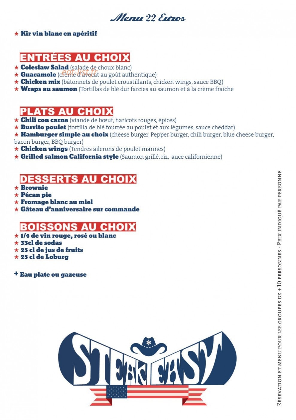 Steak Easy — carte page 3