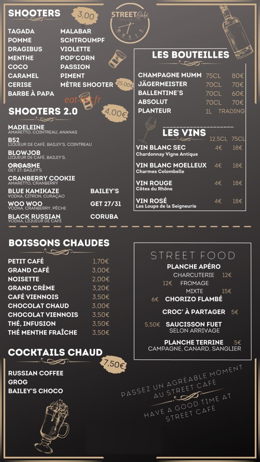 Street café — carte page 5