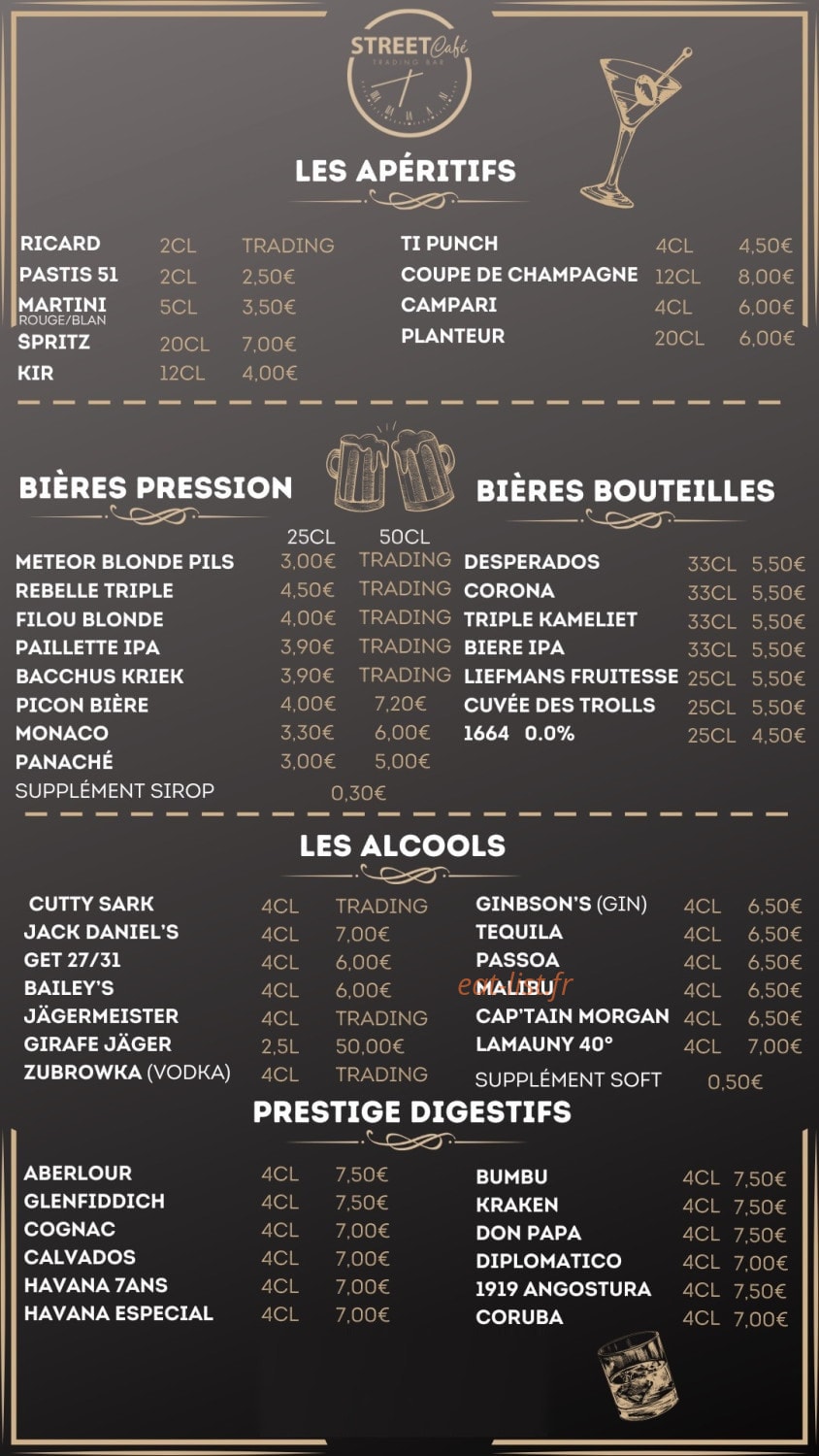 Street café — carte page 4