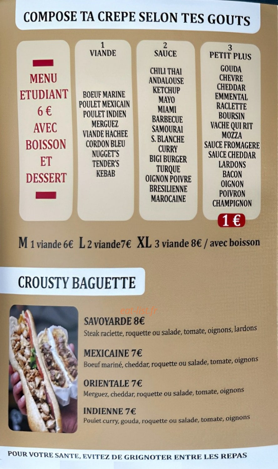 Grignote La Night — carte page 1