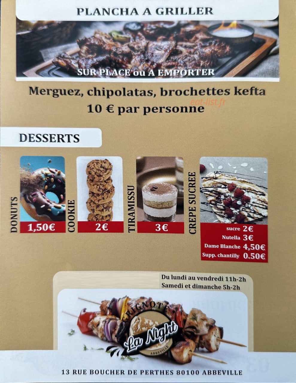 Grignote La Night — carte page 3